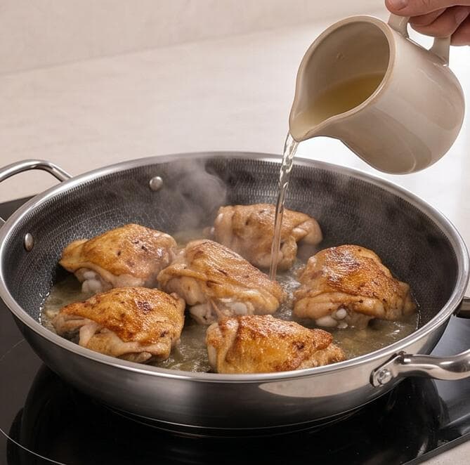 Stainless steel pan with side handles and lid, size 28 × 8 cm, suitable for daily cooking. 4
