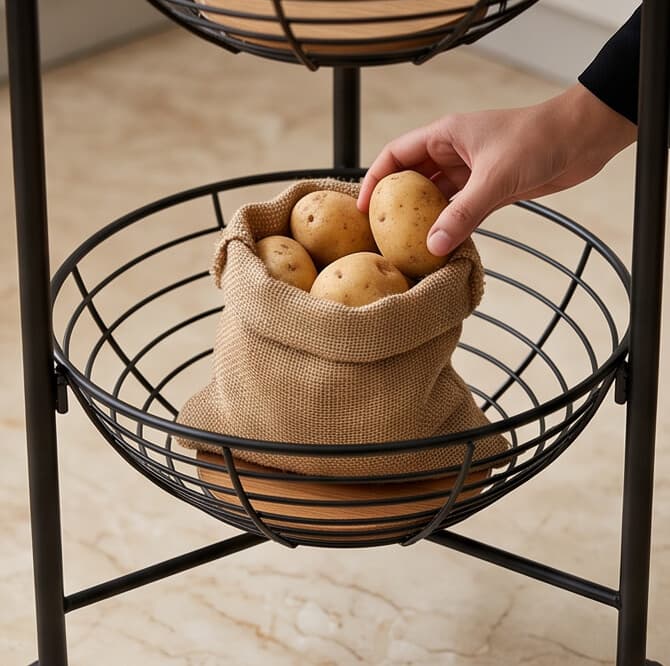 Metal Storage Cart with Four Tiers and Wheels - Black 3
