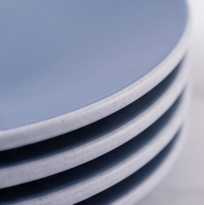 Round Melamine Serving Plate Set of 4 - Matte Blue - 25.7cm 3