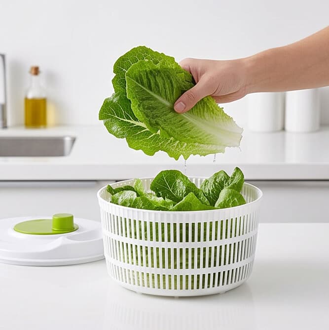 Salad Spinner FX16 (22.5×15.5 cm, Manual Dryer for Lettuce & Herbs) 3