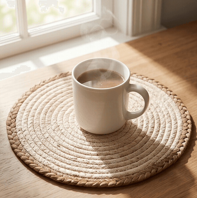 Round Hand-Woven Palm Leaf Placemat Size 30 cm
 2