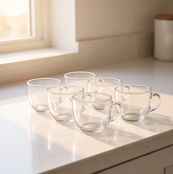 Clear Glass Mug Set - 6 Pieces
