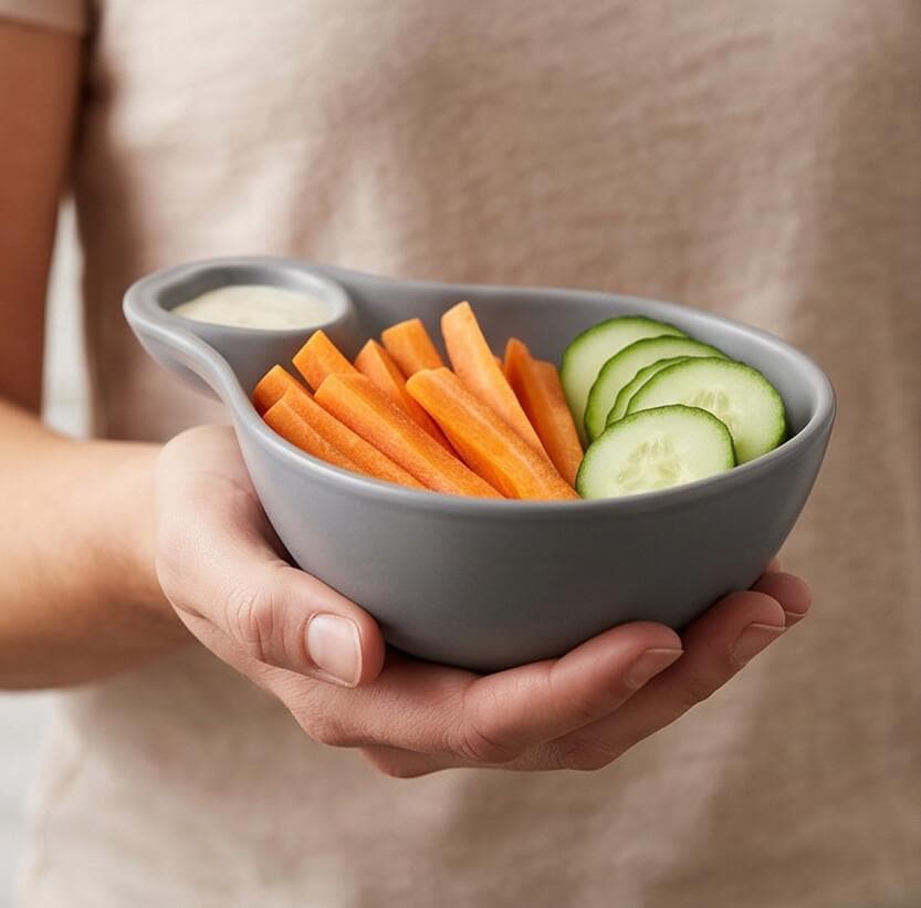 Luxury Innovative Melamine Serving Plate with Main Section and Small Sauce Compartment in Gray Set of 4 Pieces – Size 21×16.5×6 cm

 6