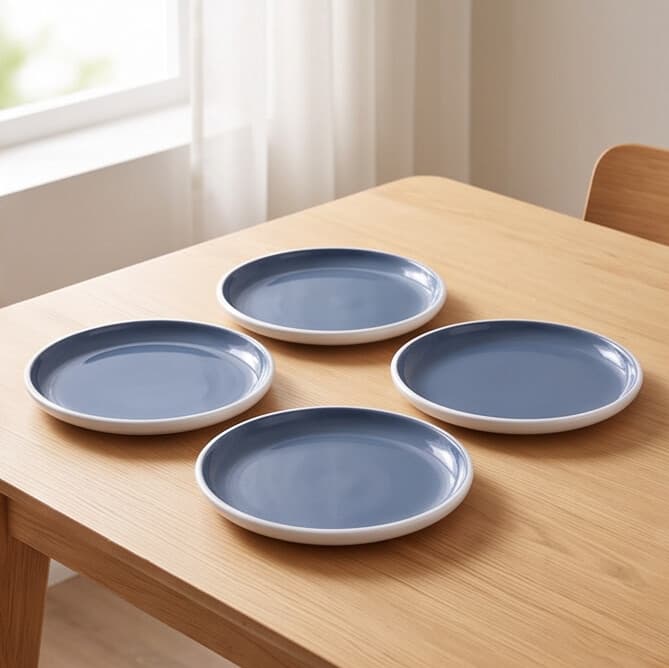 Round Melamine Serving Plates 18 cm - Set of 4 - Matte Blue 3