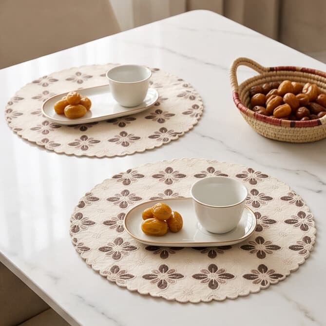 Rectangular PVC Teslin Placemat with Coffee Print Size 30×45 cm Set of 2 Pieces
 3