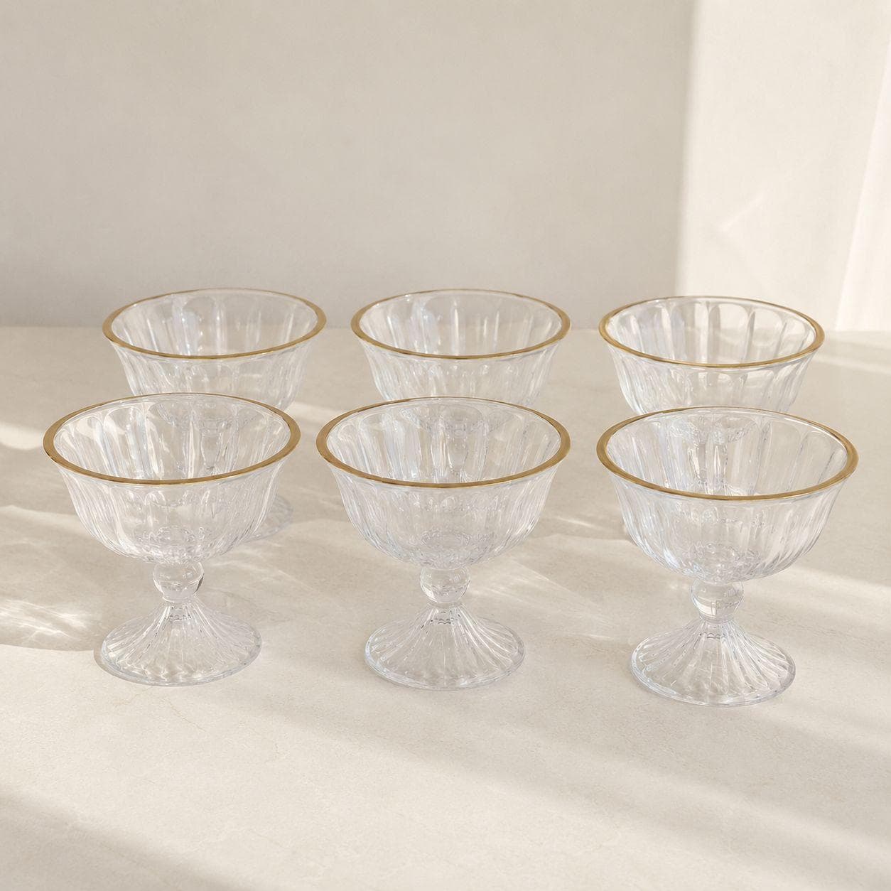 Luxury Glass Serving Bowl with Gold Rim
