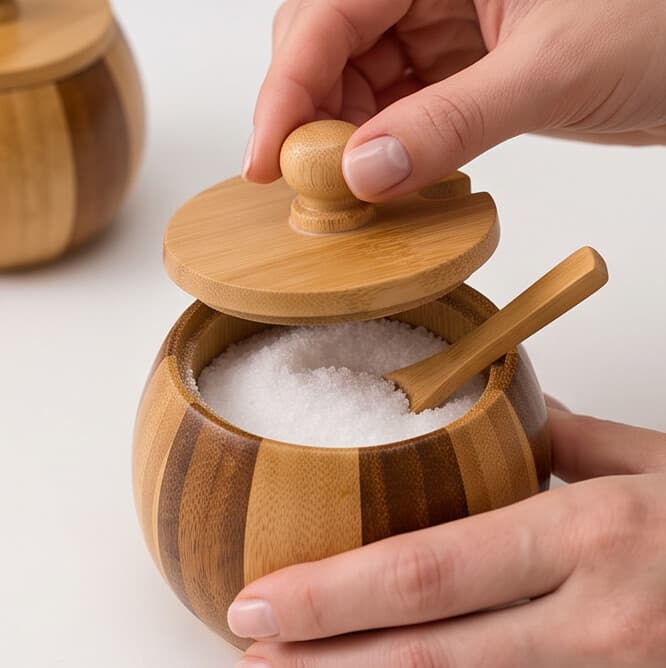 Bamboo Spice Set with Tray & Spoons - 3 Pcs 3