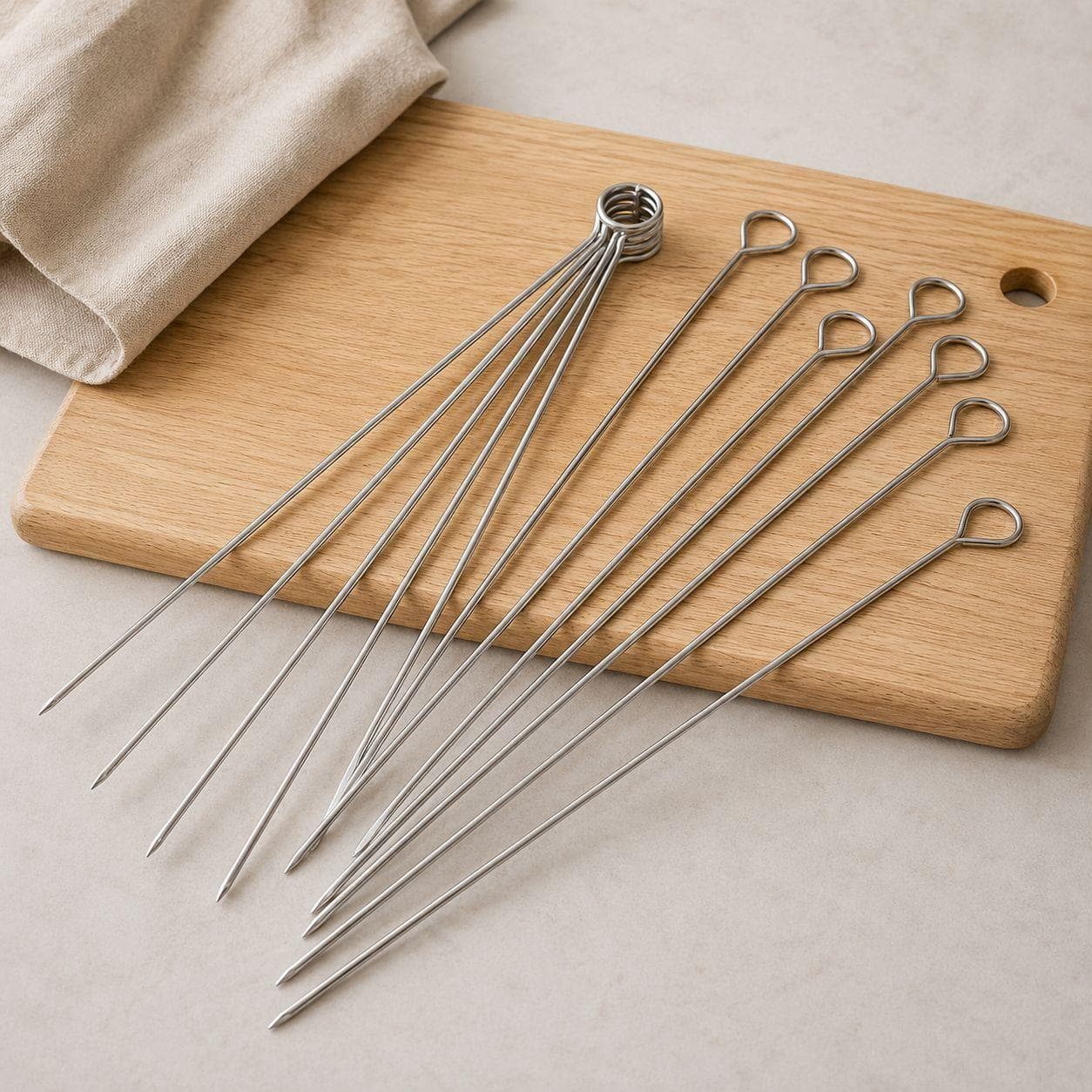 Square Stainless Steel BBQ Skewers - Set of 12 3