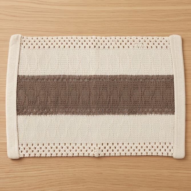 Rectangular Cotton & Linen Placemat with Woven Pattern and Tassels Size 30×45 cm Set of 2 Pieces
