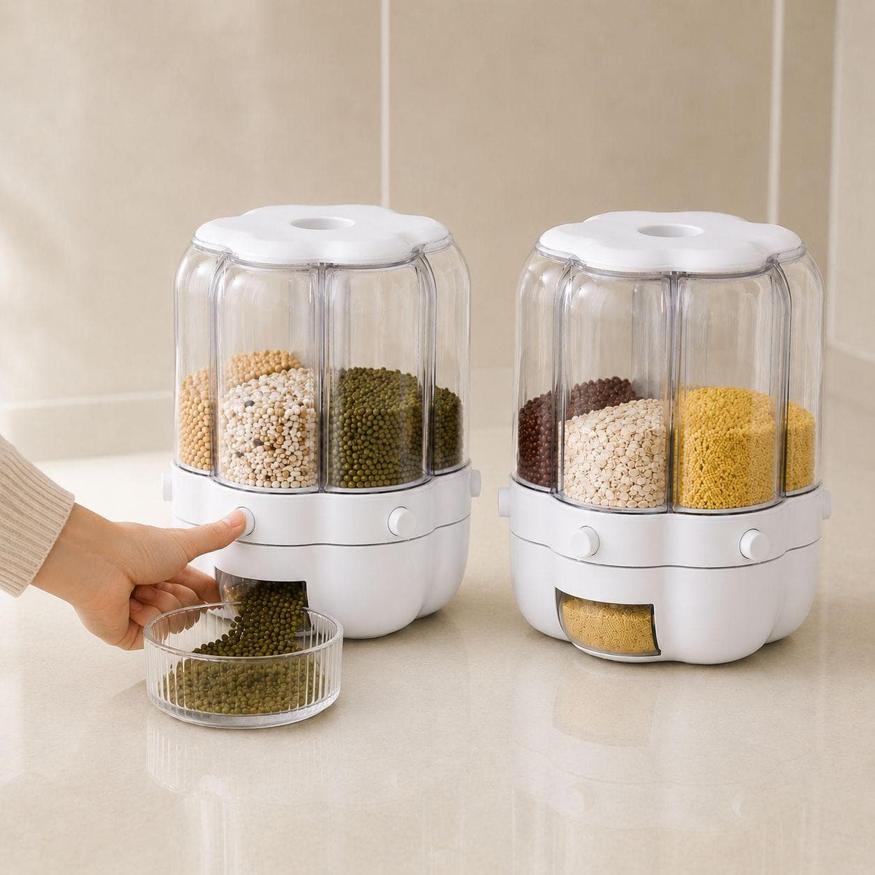 Rotating Multi-Compartment Grain and Spice Container 3