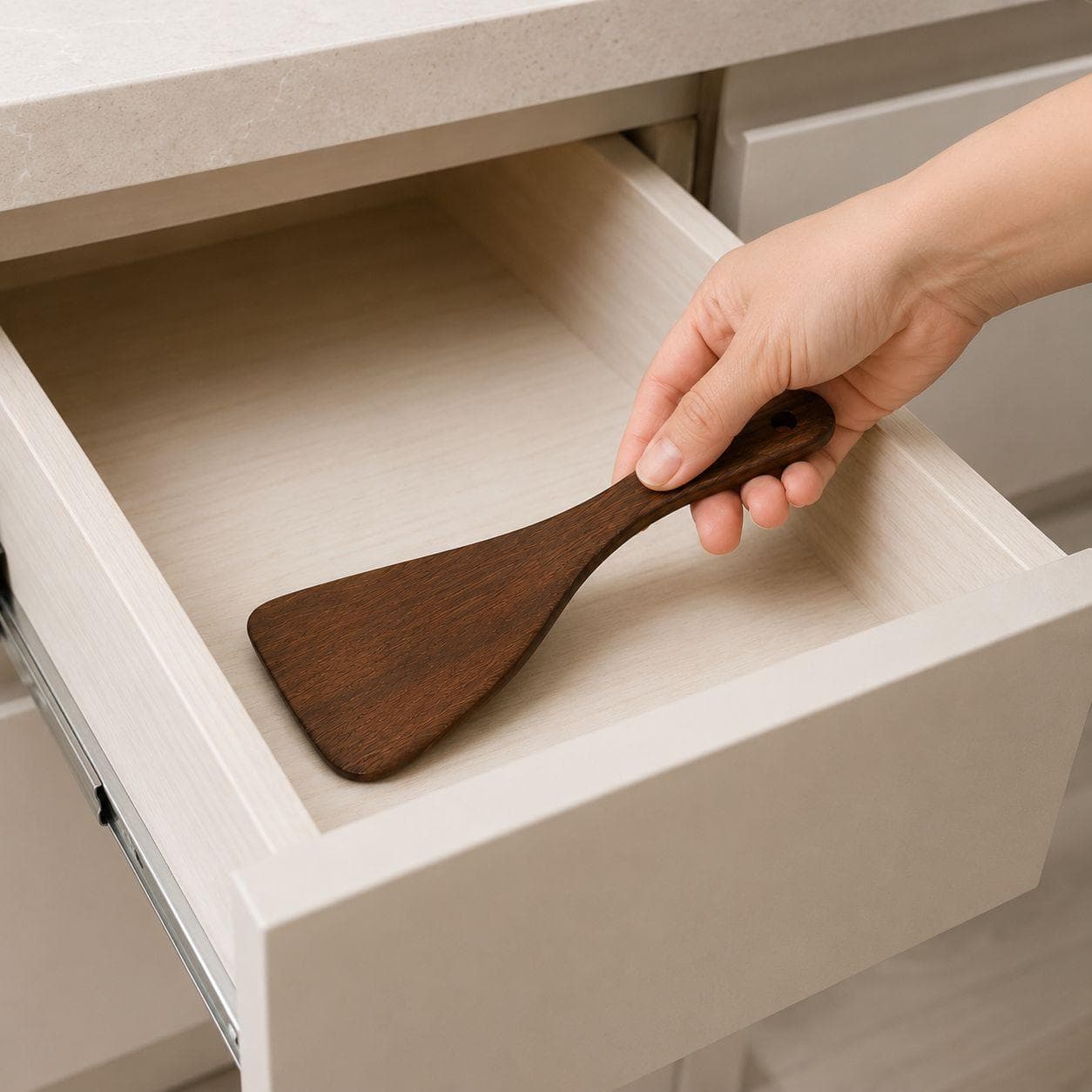 Wooden Angled Cooking Spatula 1