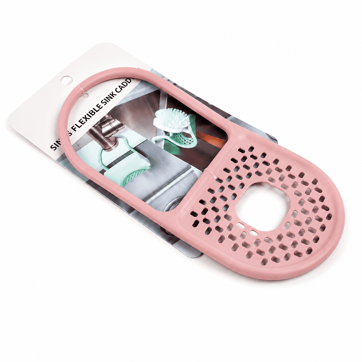 Flexible Perforated Sponge Holder for Kitchen Sink - Pink 3