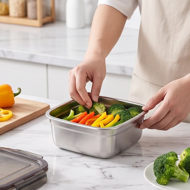 Square Stainless Steel Food Storage Container with Airtight Lid - 600 ML 3