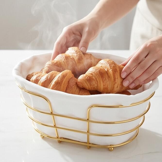 Gold Metal Serving Basket for Bread & Fruits 3