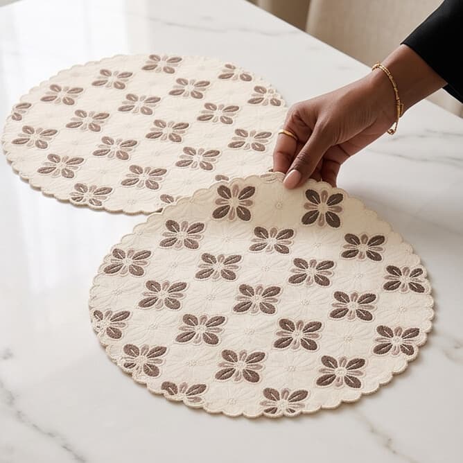 Rectangular PVC Teslin Placemat with Coffee Print Size 30×45 cm Set of 2 Pieces
 4