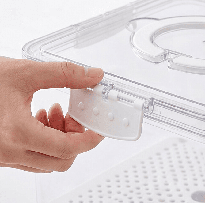 Clear Food Storage Container with Drain Tray and Side Locks 4