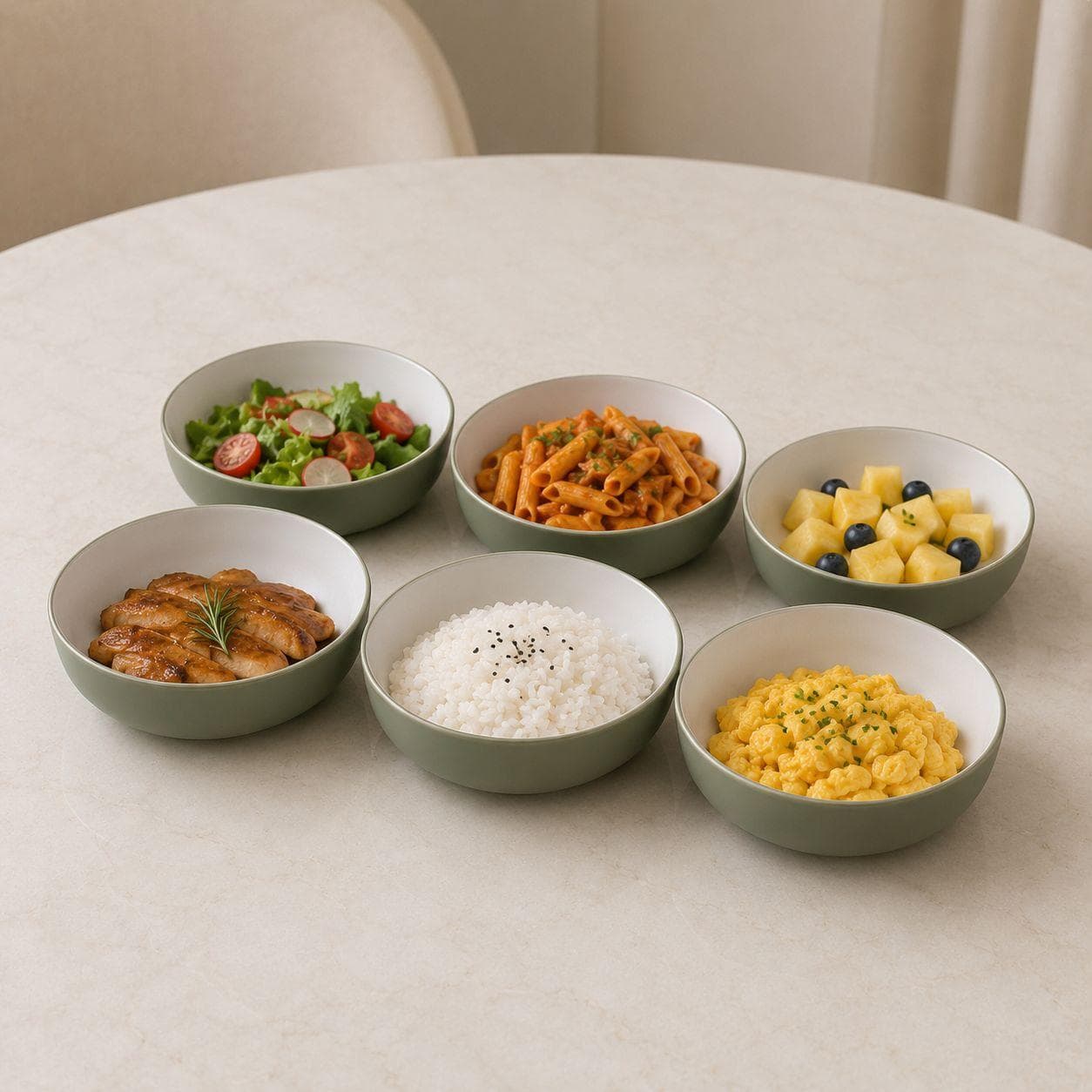 Premium Round Deep Ceramic Serving Bowl Set – 6 Pieces