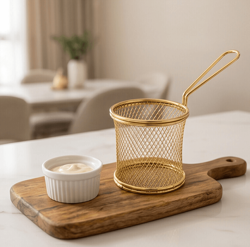 Metal Serving Basket with Handle for Fries & Fried Snacks – Size 7.5×13.5 cm
 4