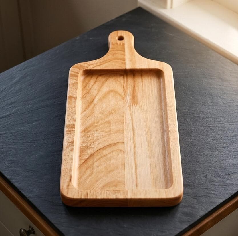 Rectangular Wooden Pizza Serving Board with Handle