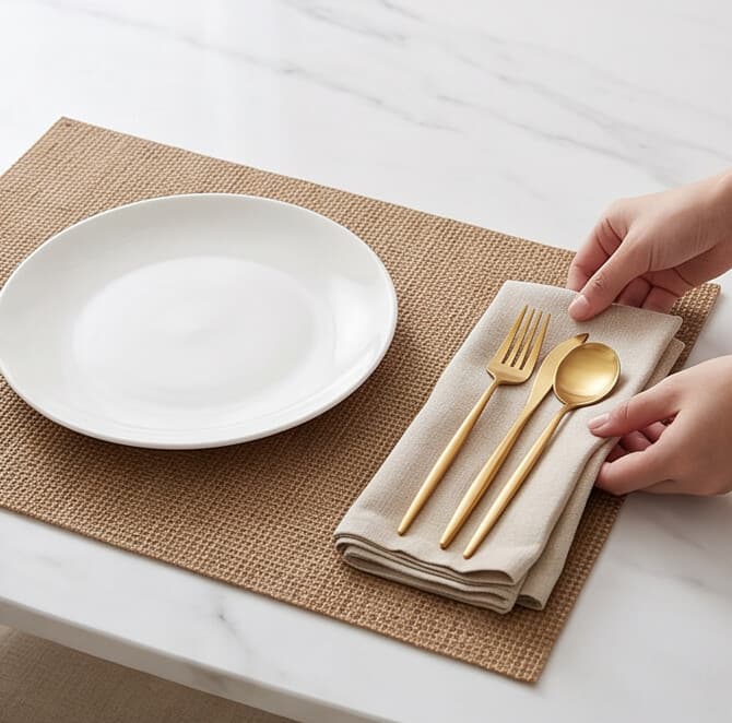 Rectangular Woven PVC Teslin Placemat Size 30×45 cm Set of 4 Pieces
 4