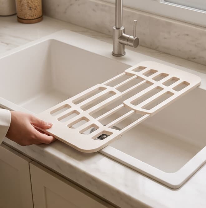 Extendable Sink Drainer Rack - Pink 4