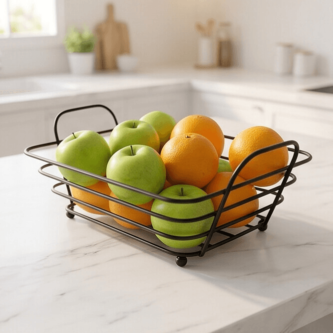 Rectangular Bread Serving Basket with Metal Base Size 30×19×7 cm
 4