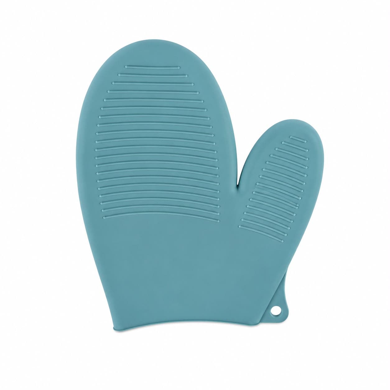 Short Two-Finger Silicone Oven Glove, Heat Resistant, 21×17 cm - Sky Blue 4