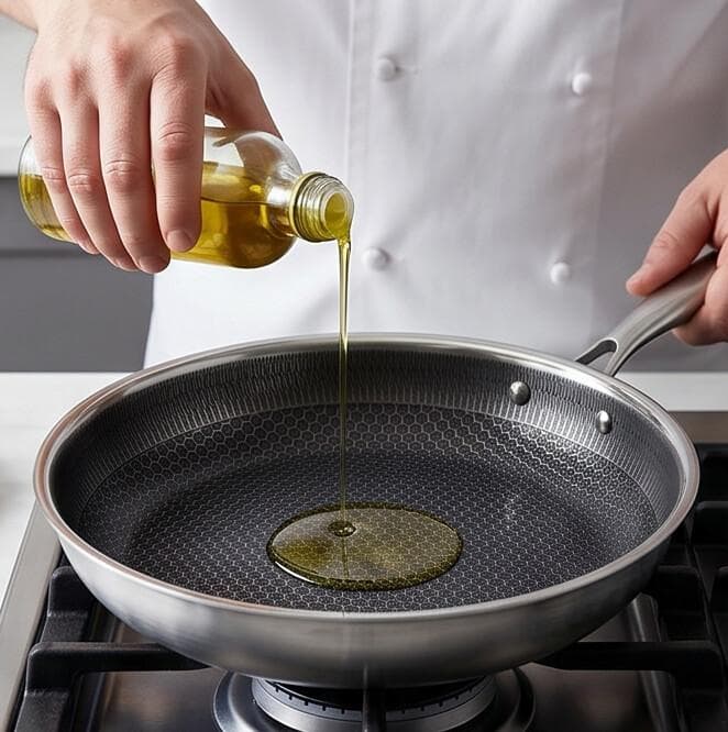 Stainless Steel Frying Pan with Textured Surface, No Lid - Suitable for Quick Frying - 24x8cm 5