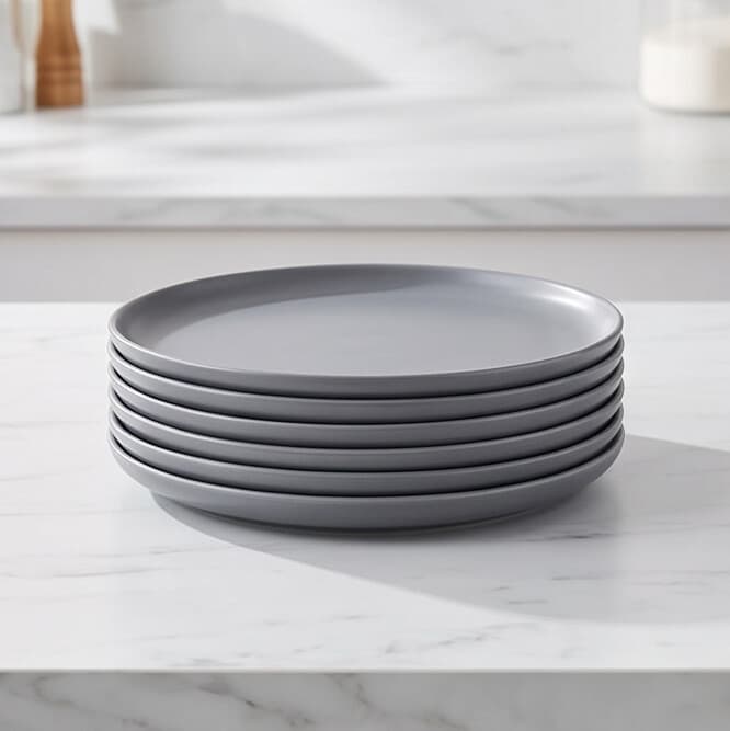 Gray porcelain plate, simple and perfect for everyday meals.