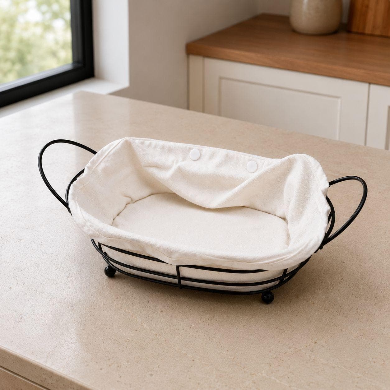 Rectangular Metal Serving Basket with Handles - Black 3