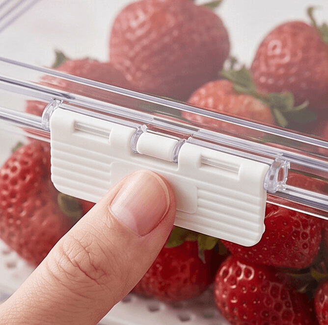 Rectangular Transparent Food Storage Container with Drainage Tray & Side Clip Locks 4