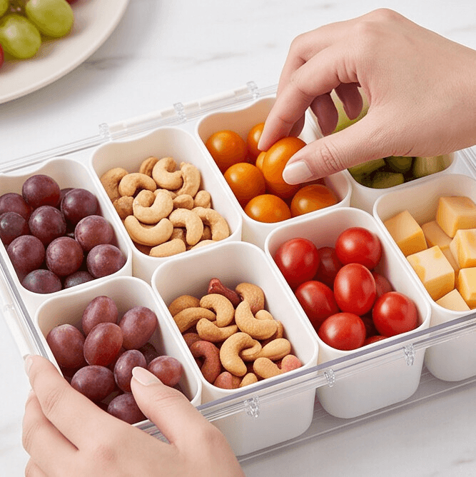 Multi-Compartment Fruit and Snack Tray with Handle 3