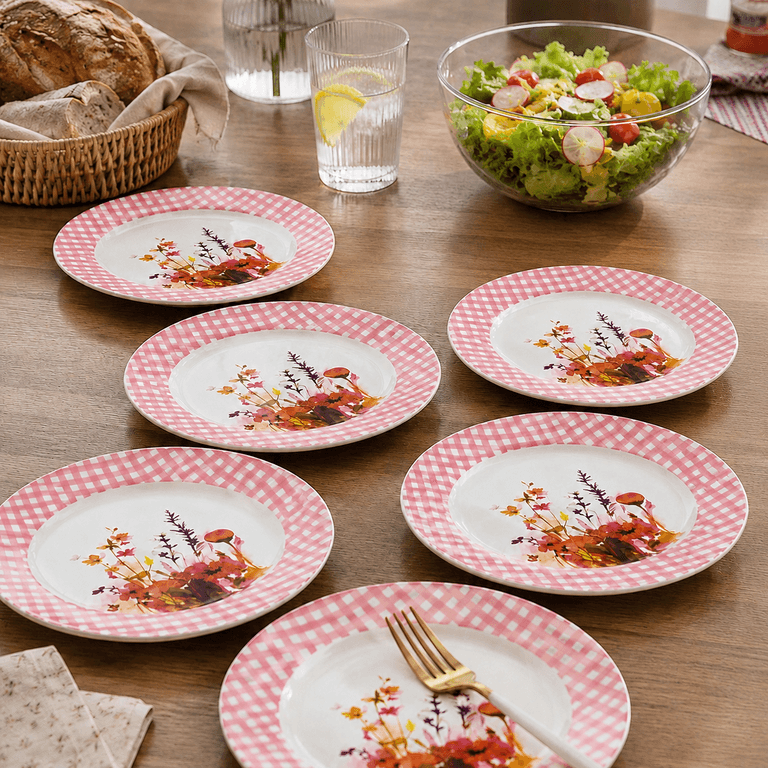 Porcelain Plate Set with Square-Edge Rim - 6 Pieces