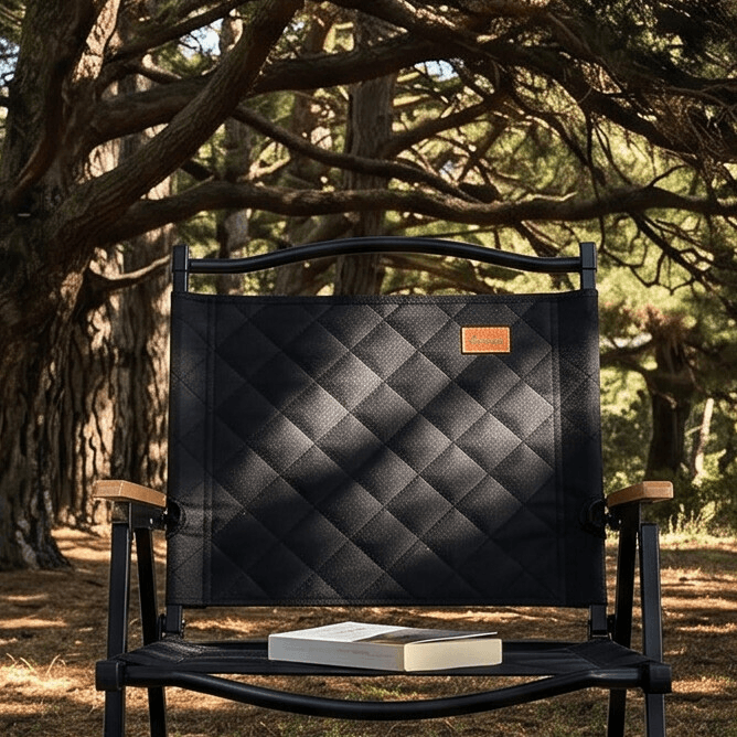 Foldable Camping Chair with Comfortable Padded Design and Wooden Armrests 4