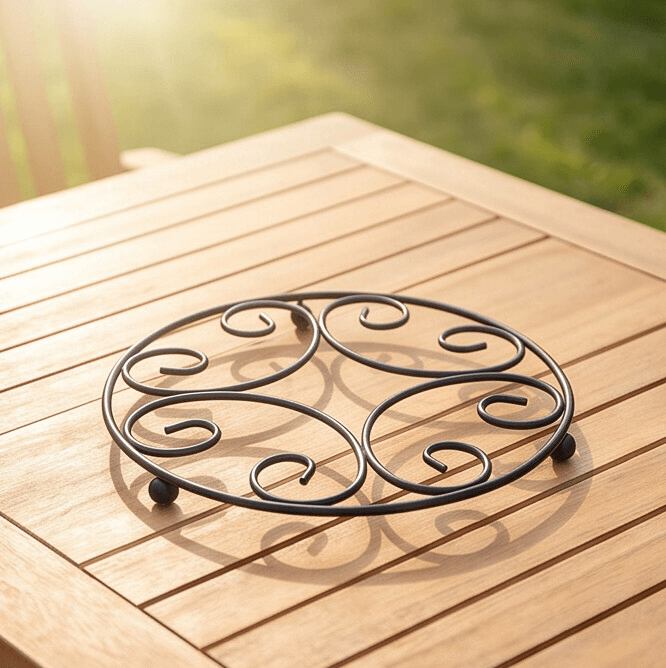 Round Metal Trivet Pot Mat Black 3