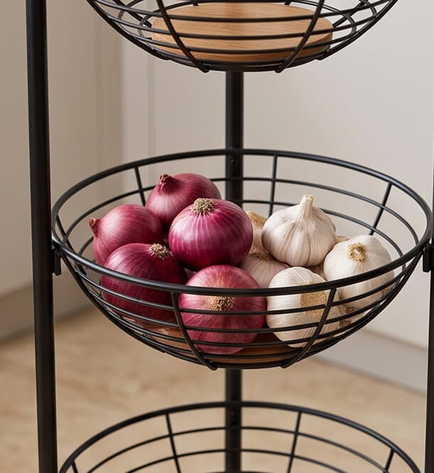 Metal Storage Cart with Four Tiers and Wheels - Black 4