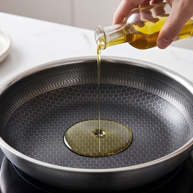 Stainless Steel Frying Pan with Textured Surface, No Lid - Suitable for Quick Frying - 24x7.5cm 5