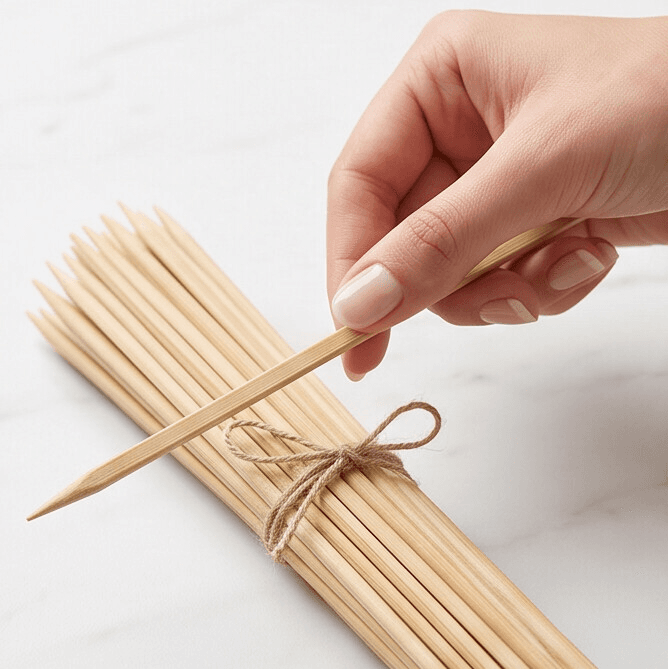 Natural Flat Bamboo Skewers Multi-Purpose for Grilling and Serving Pack of 24 Pieces – Natural Bamboo

