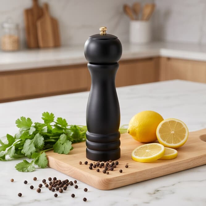 Wooden Pepper & Spice Grinder Classic Design Black
 4