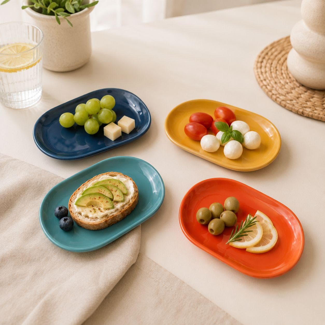 Oval Serving Plate Set – Multiple Colors (4 Pieces) 4