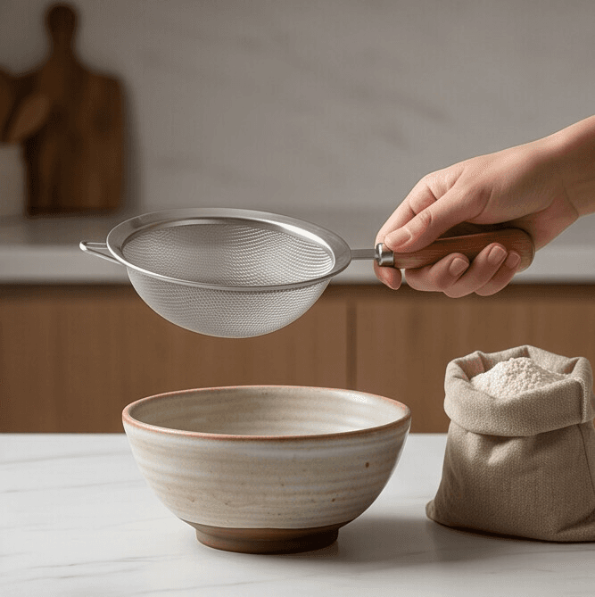 Strainer with Wooden Handle - Silver 3