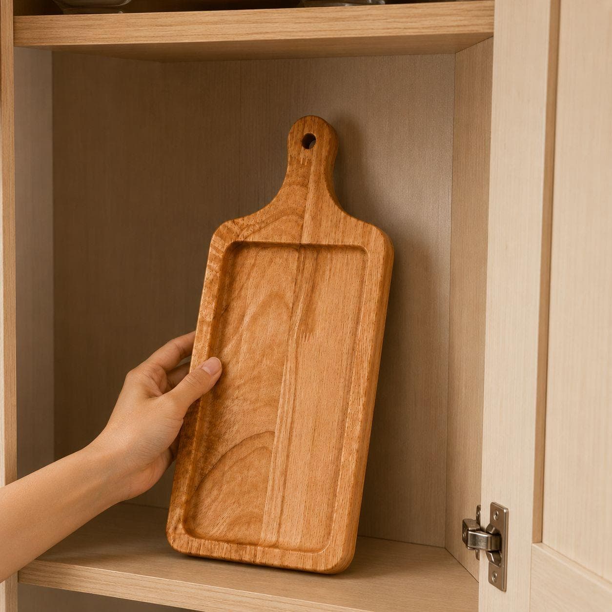 Rectangular Wooden Pizza Serving Board with Handle - 29.5x14.5cm 3