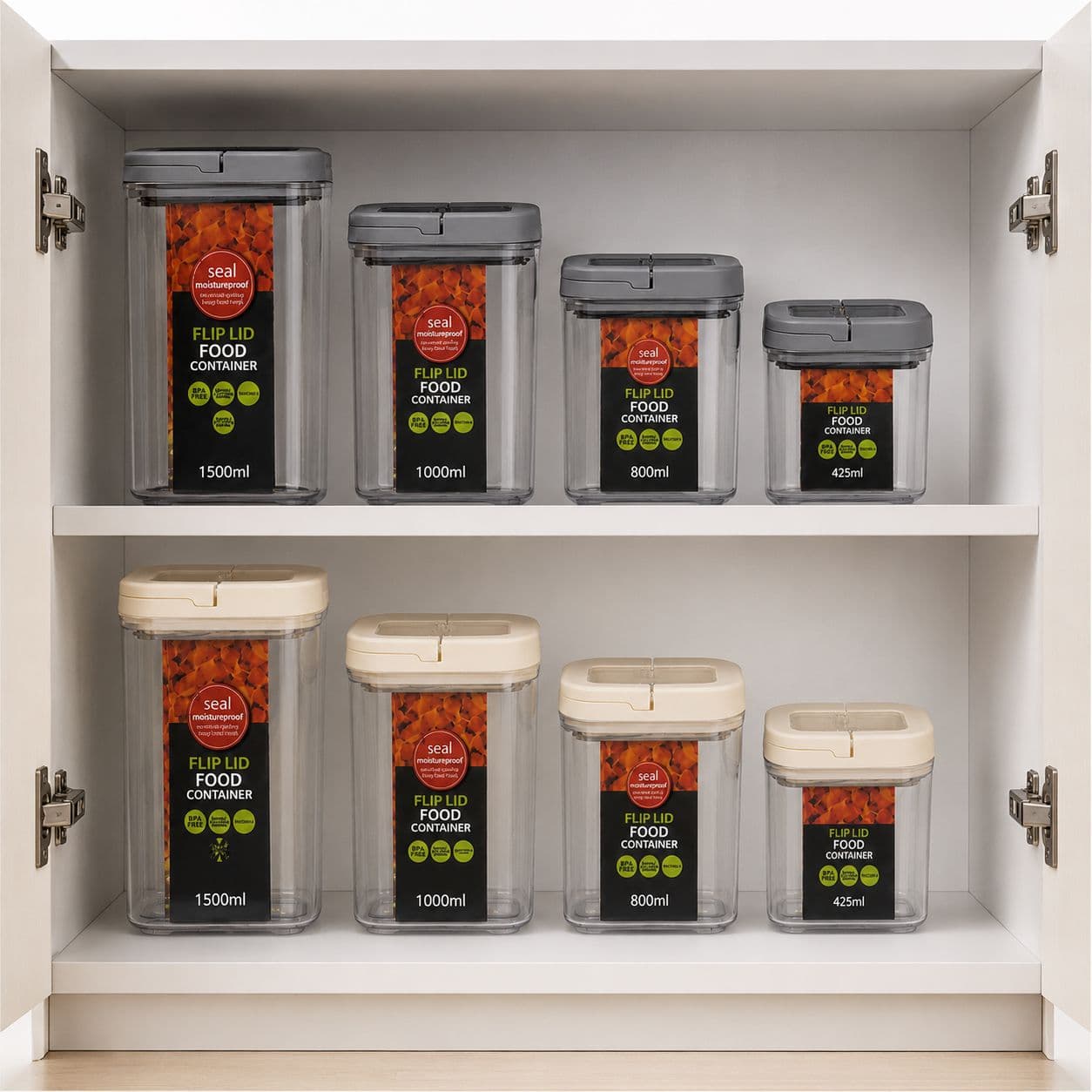 Airtight Food Storage Container Set - 4 Pieces, Assorted Sizes