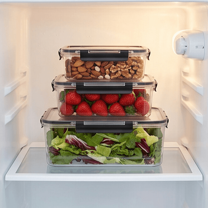 4 Piece Clear Food Storage Container Set with Side Lock 4