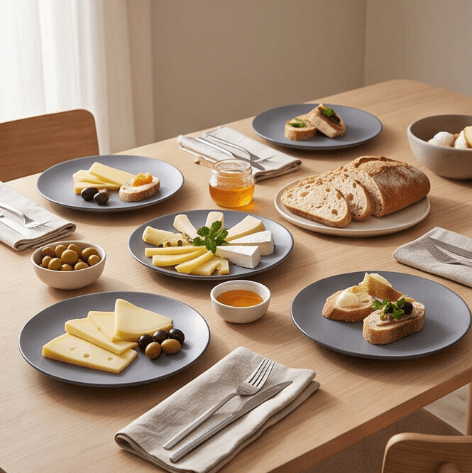 Luxury Round Matte Gray Melamine Serving Plate Set of 4 Pieces – Size 21×21×2 cm

 5