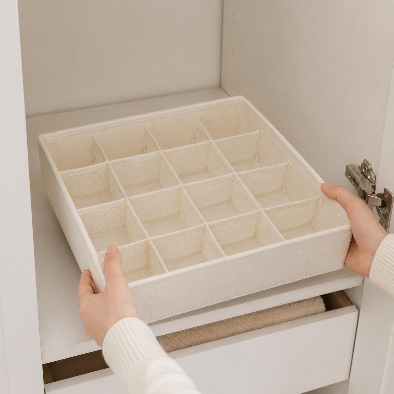 Fabric Drawer Organizer with multiple compartments, perfect for organizing socks, underwear, and accessories 4