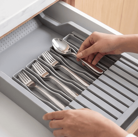 Adjustable Kitchen Drawer Organizer (Gray) 6