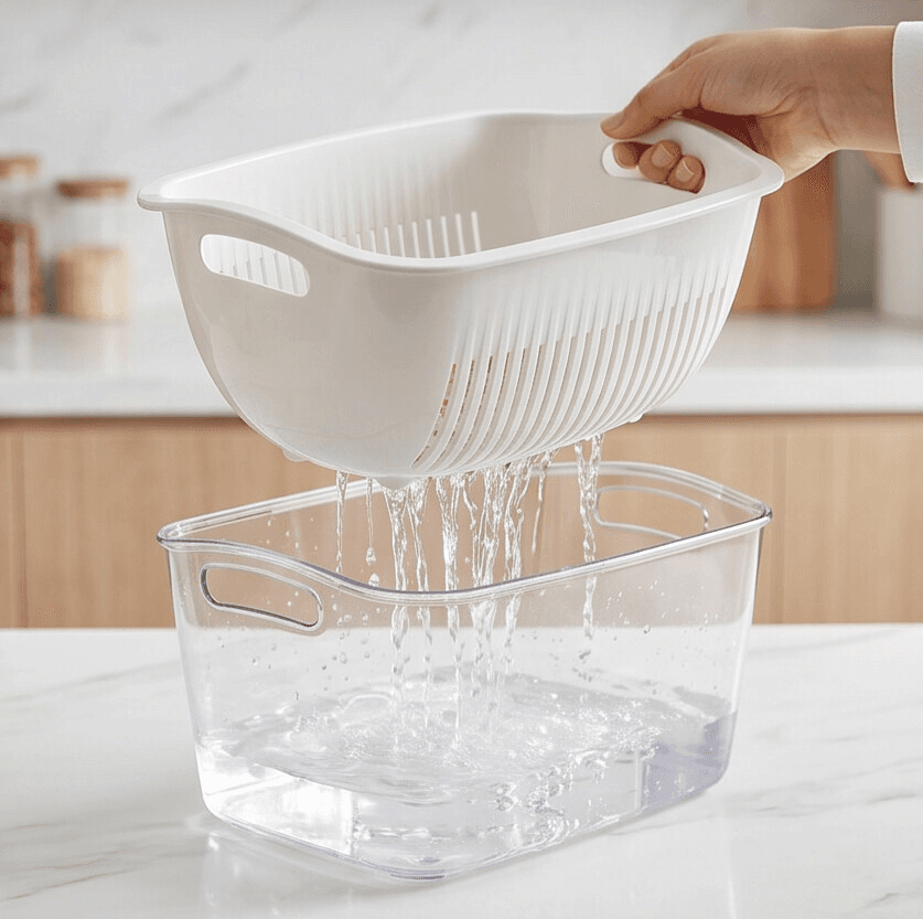 Vegetable and Fruit Washing Colander with Drain Tray - Set of 2 5