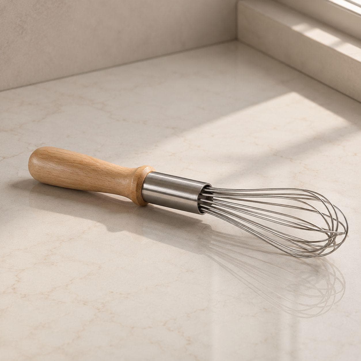 Manual Egg Whisk with Wooden Handle