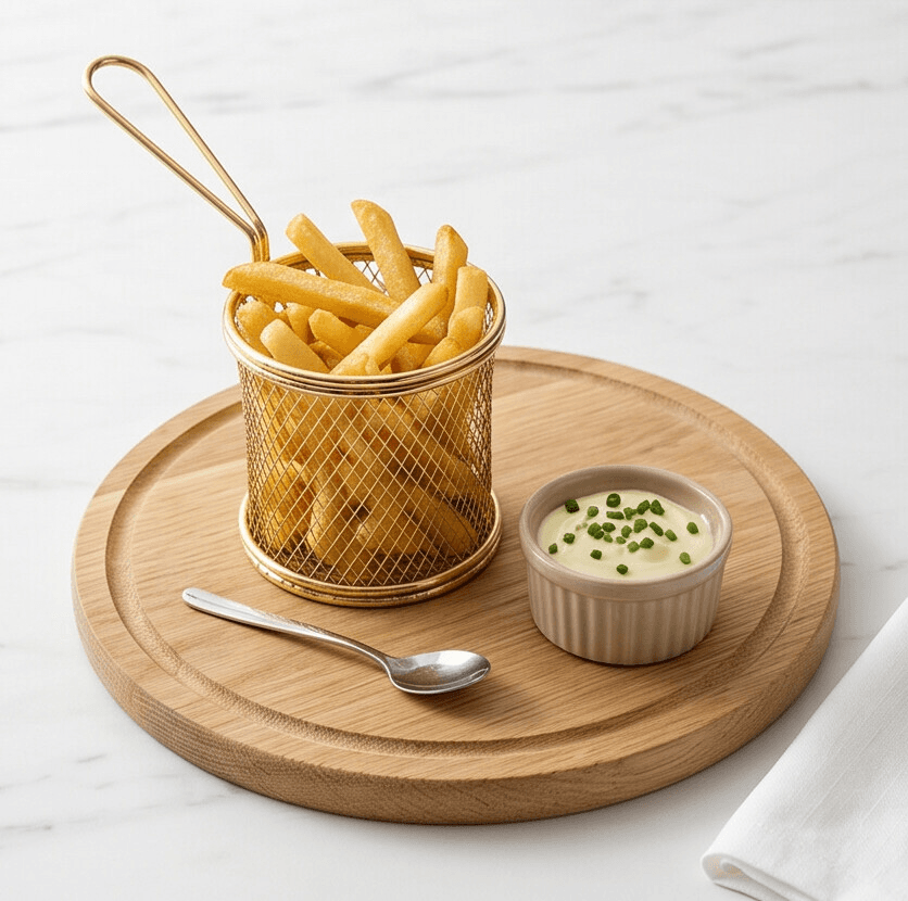 Metal Serving Basket with Handle for Fries & Fried Snacks – Size 7.5×13.5 cm
 5